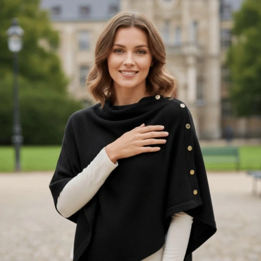Poncho Dệt Kim Dày Ấm SWETSASHAHEARTS Khăn Choàng Pashmina Nút Mùa Thu Đông 9
