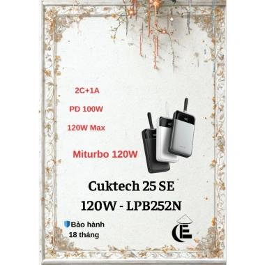 Powerbank Cuktech 25SE 25.000mAh 120W PD 2C1A PPS UFCS QC - Giá chỉ 1.050.000 VND