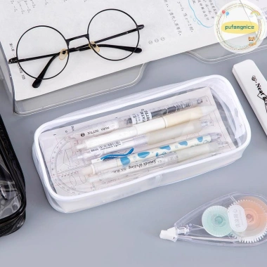 Pufangnice Hộp đựng bút chì trong suốt dung tích lớn - Túi đựng bút học sinh sáng tạo, giảm 22%