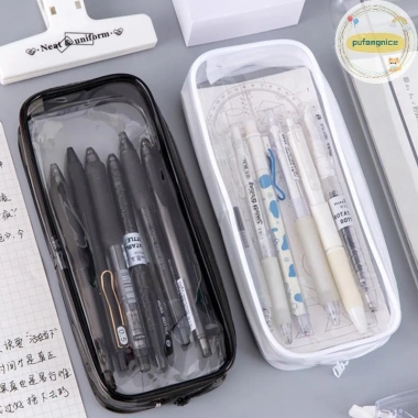 Pufangnice Hộp đựng bút chì trong suốt dung tích lớn - Túi đựng bút học sinh sáng tạo, giảm 22%