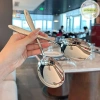Pufangnice Thìa Tròn Lưới Đỏ Vàng Thép Không Gỉ Tay Cầm Dài - Dụng Cụ Khuấy Tráng Miệng Bữa Tối, Tiện Ích Cho Nhà Bếp