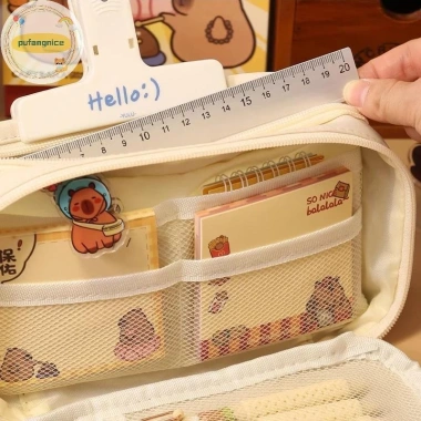 Pufangnice Túi Đựng Bút Chì Capybara Lượng Lớn, Có Trâm Cài & Khóa Kẹp cho Trẻ 2 Pufangnice Túi Đựng Bút Chì Capybara Lượng Lớn, Có Trâm Cài & Khóa Kẹp cho Trẻ 2