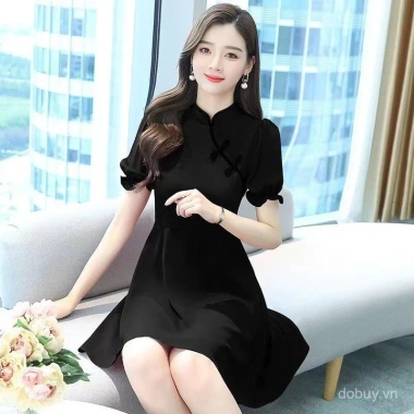 Qipao Đầm Retro Nữ Mùa Hè 2.026 – Eo thon, tay áo phồng thanh lịch, giảm giá, chỉ 440.988 VND