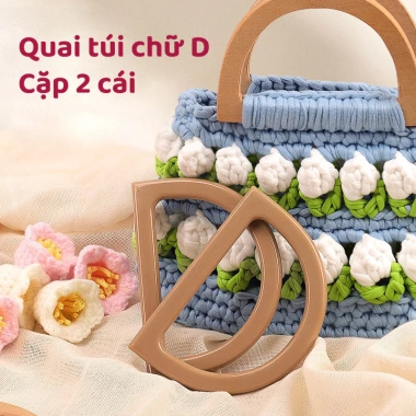 Quai túi gỗ chữ D cặp 2 - Phụ kiện túi xách sang trọng, giảm giá 50k