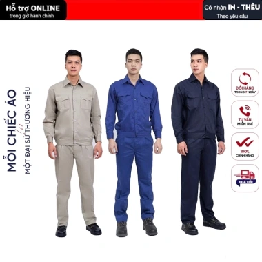 Quần áo bảo hộ lao động, đồng phục công nhân, thợ sửa xe, thợ điện lạnh – Vải kaki 3/1 dày dặn, giá 80.000 VND
