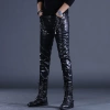 Quần Da Nam Slim-fit Skinny Ấm Áp, Hiệu Suất, Thời Trang, Đi Xe Đạp và Xe Máy 2.024 4