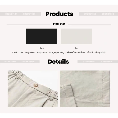 Quần Dài Vải Gió Nhăn Form Ống Rộng GODMOTHER Street Style Basic Giá 143k