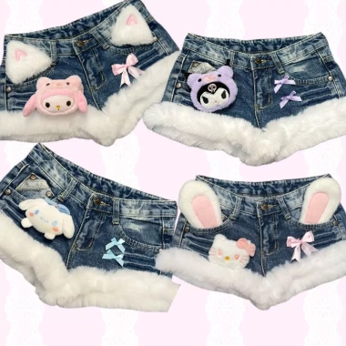 Quần Denim Lông Phong Y2K KittyVintage – Thiết Kế Thoáng Mát, Giá Chỉ 496.800₫