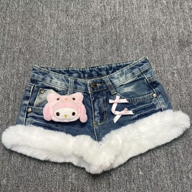 Quần Denim Lông Phong Y2K KittyVintage – Thiết Kế Thoáng Mát, Giá Chỉ 496.800₫