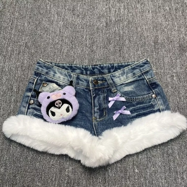Quần Denim Lông Phong Y2K KittyVintage – Thiết Kế Thoáng Mát, Giá Chỉ 496.800₫