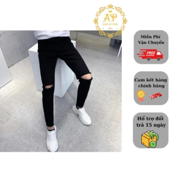 Quần jean nam đen rách chất bò co dãn 4 chiều skinny MS91 - Đẹp, thoải mái, thời trang