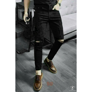 Quần jean nam đen rách chất bò co dãn 4 chiều skinny MS91 - Đẹp, thoải mái, thời trang