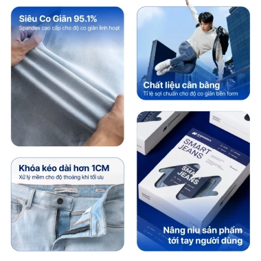 Quần jeans nam ICONDENIM SmartFit tôn dáng, siêu co giãn 4 chiều – Giá 528.600₫ 3 Quần jeans nam ICONDENIM SmartFit tôn dáng, siêu co giãn 4 chiều – Giá 528.600₫ 3