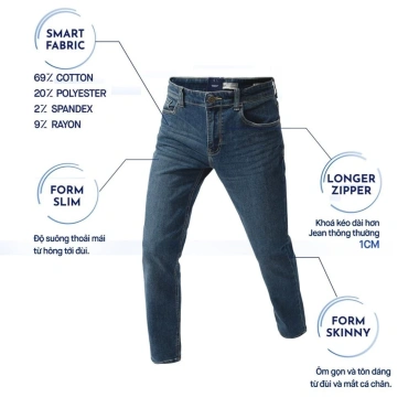 Quần jeans nam ICONDENIM SmartFit tôn dáng, siêu co giãn 4 chiều – Giá 528.600₫ 4 Quần jeans nam ICONDENIM SmartFit tôn dáng, siêu co giãn 4 chiều – Giá 528.600₫ 4