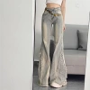 Quần Jeans Ống Loe Vá 2.025 Nữ – Retro Rách, Rộng Rãi, Thon Gọn, Không Nóng Bỏng