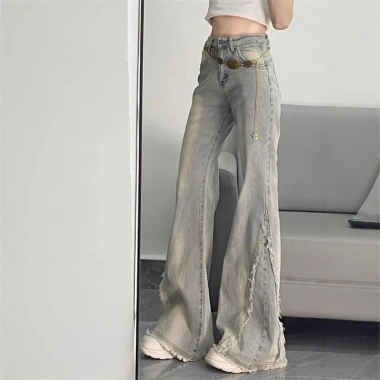 Quần Jeans Ống Loe Vá 2.025 Nữ – Retro Rách, Rộng Rãi, Thon Gọn, Không Nóng Bỏng 7