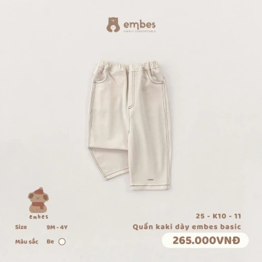 Quần Kaki Embes Bé Trai Gái Size 8-18kg Chất Dày Mặc Thu Đông Giá Ưu Đãi 212.000đ 4