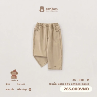 Quần Kaki Embes Bé Trai Gái Size 8-18kg Chất Dày Mặc Thu Đông Giá Ưu Đãi 212.000đ 5