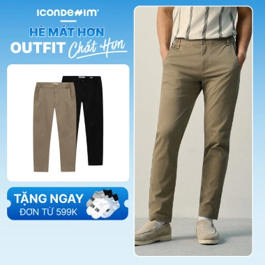 Quần kaki nam ICONDENIM QKID51 - Vải co giãn, form slim tôn dáng, thoải mái, giá 464.000 VND