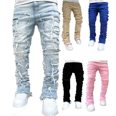 Quần ống đứng denim nam co giãn, vải dày bền, phong cách đường phố Âu Mỹ - Hot Instagram, giảm giá 20%