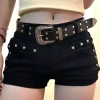 Quần short denim đinh tán hông đen phong cách Y2K ngọt ngào mùa hè siêu mát giá ưu đãi 220k