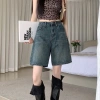 Quần Short Denim Nữ Cạp Cao Retro Ống Rộng, Dáng Ôm, Thích Mùa Hè – Giá Ưu Đãi