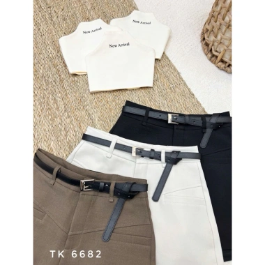 Quần short giả váy dáng A lưng cao belt 6.682, tôn dáng hack chân, đi làm, du lịch, cafe, Quảng Châu 2.026