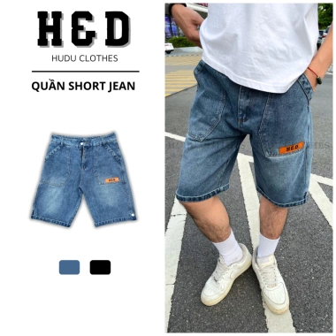 Quần short jean nam ống suông QJ03 - Đùi bò cạp thường, túi xéo, bản to Hàn Quốc, giá 169k
