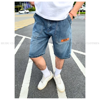 Quần short jean nam ống suông QJ03 - Đùi bò cạp thường, túi xéo, bản to Hàn Quốc, giá 169k