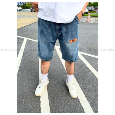 Quần short jean nam ống suông QJ03 - Đùi bò cạp thường, túi xéo, bản to Hàn Quốc, giá 169k