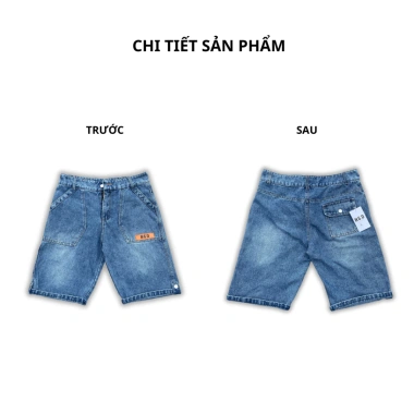 Quần short jean nam ống suông QJ03 - Đùi bò cạp thường, túi xéo, bản to Hàn Quốc, giá 169k