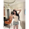 Quần Short Jeans Cotton Cạp Cao QCCC: Tăng 1 Size Giá 248.999 VND Siêu Thoáng Mát 4