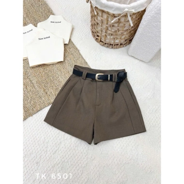 Quần short lưng cao xếp ly + belt 6.501, dáng suông, đi cafe du lịch, giá 448.699₫