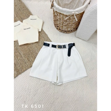 Quần short lưng cao xếp ly + belt 6.501, dáng suông, đi cafe du lịch, giá 448.699₫