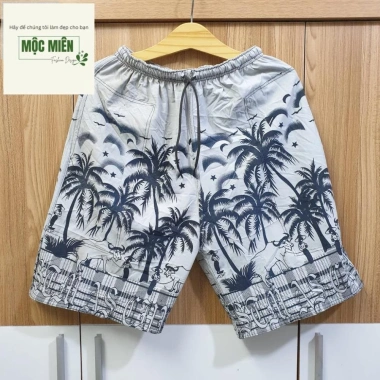 Quần Short Nam Lưng Thun Đi Biển Chất Dù Tối In Cây Dừa FreeSize 50‑75kg Giá Ưu Đãi 24.900 VND