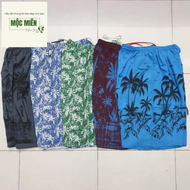 Quần Short Nam Lưng Thun Đi Biển Chất Dù Tối In Cây Dừa FreeSize 50‑75kg Giá Ưu Đãi 24.900 VND