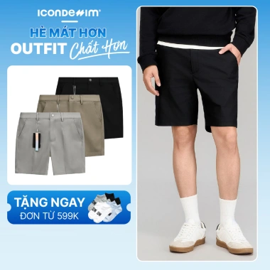 Quần Short Tây Nam ICONDENIM Airflex Siêu Gọn Nhẹ, Form Slim Đa Năng, Giá 429k