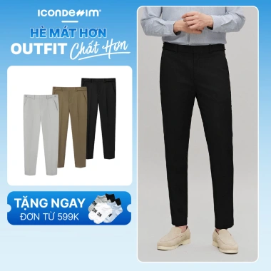 Quần Tây Nam ICONDENIM Ống Ôm Form Slim Button Sidetab - Giá chỉ 449.000₫