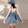 Quần yếm denim F&X thanh lịch, tai thỏ, jumpsuit giảm cân mùa hè 3