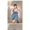 Quần yếm denim F&X thanh lịch, tai thỏ, jumpsuit giảm cân mùa hè 9