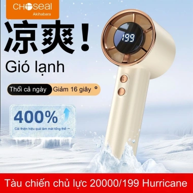 Quạt cầm tay Akihabara 199 Gear - yên tĩnh, bền bỉ, sạc lại, gió mạnh, dùng cho sinh viên, lớp học, tàu đi