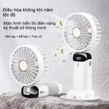 Quạt cầm tay công suất cao, pin lâu dài, mini gập, yên tĩnh, treo cổ – ký túc xá, văn phòng – 116.200 VND