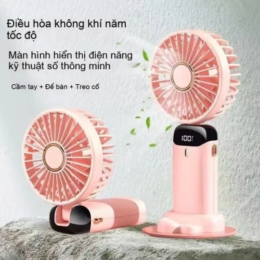 Quạt cầm tay công suất cao, pin lâu dài, mini gập, yên tĩnh, treo cổ – ký túc xá, văn phòng – 116.200 VND