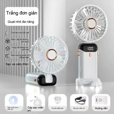 Quạt cầm tay công suất cao, pin lâu dài, mini gập, yên tĩnh, treo cổ – ký túc xá, văn phòng – 116.200 VND