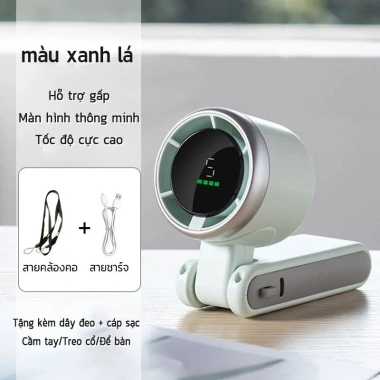 Quạt cầm tay mini 5.000mAh - 5 cấp độ gió, gấp gọn, hiển thị pin, giá chỉ 128k