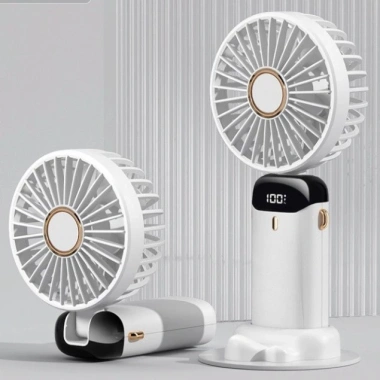Quạt cầm tay mini pin 10.000mAh 5 tốc độ, đèn LED, dây đeo cổ - Giá chỉ 54.000₫