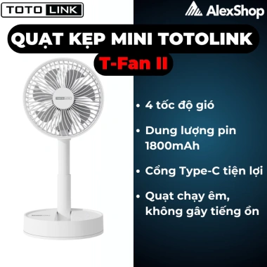 Quạt để bàn Totolink Fan 03/02/01 - Chạy pin, hẹn giờ, đa chế độ gió
