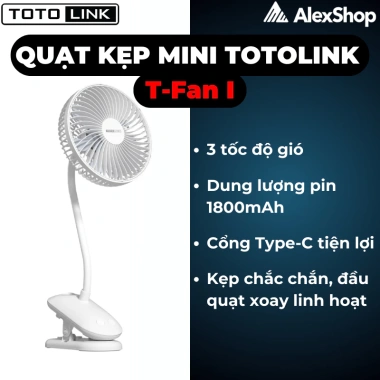 Quạt để bàn Totolink Fan 03/02/01 - Chạy pin, hẹn giờ, đa chế độ gió