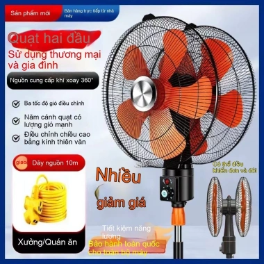 Quạt điện thương mại hai đầu, công suất gió cao xoay 360°, mạnh mẽ cho công trường và gia đình
