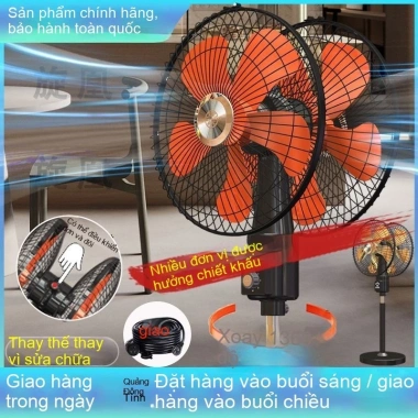 Quạt điện thương mại hai đầu, công suất gió cao xoay 360°, mạnh mẽ cho công trường và gia đình